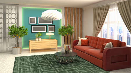 Interior of the living room. 3D illustration.の写真素材