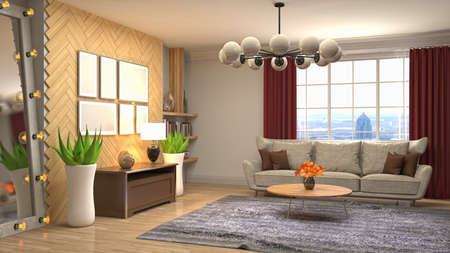 Interior of the living room. 3D illustration.の写真素材