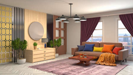 Interior of the living room. 3D illustration.の写真素材