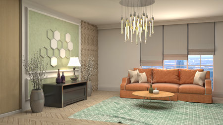 Interior of the living room. 3D illustration.の写真素材