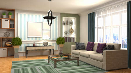 Interior of the living room. 3D illustration.の写真素材