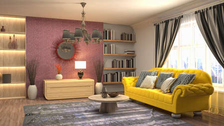 Interior of the living room. 3D illustration.の写真素材