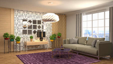 Interior of the living room. 3D illustration.の写真素材