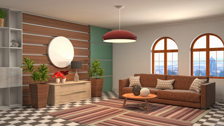 Interior of the living room. 3D illustration.の写真素材