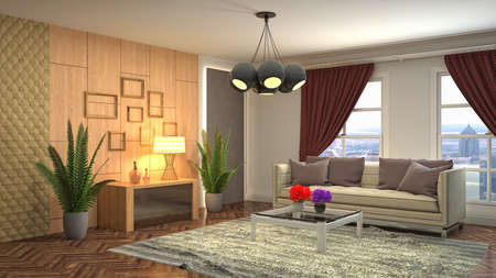 Interior of the living room. 3D illustration.の写真素材