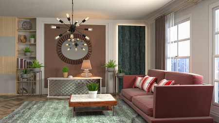Interior of the living room. 3D illustration.の写真素材
