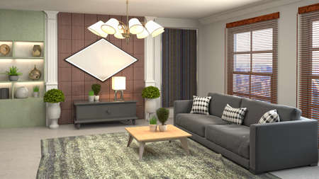 Interior of the living room. 3D illustration.の写真素材