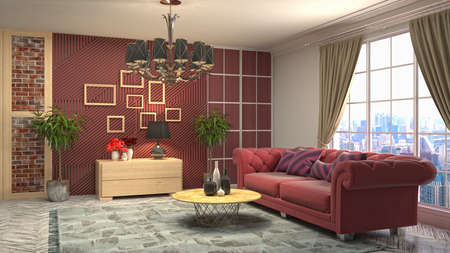 Interior of the living room. 3D illustration.の写真素材