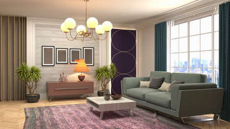 Interior of the living room. 3D illustration.の写真素材
