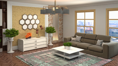 Interior of the living room. 3D illustration.の写真素材