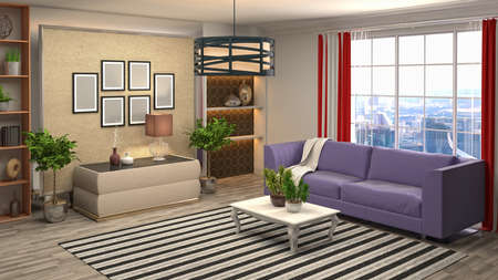 Interior of the living room. 3D illustration.の写真素材