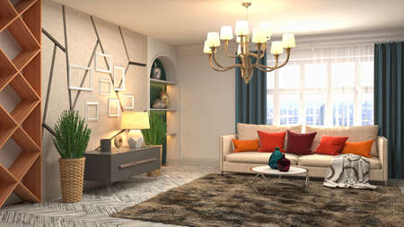 Interior of the living room. 3D illustration.の写真素材