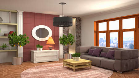 Interior of the living room. 3D illustration.の写真素材