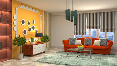 Interior of the living room. 3D illustration.の写真素材