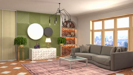 Interior of the living room. 3D illustration.の写真素材