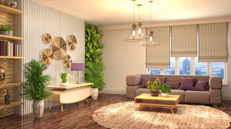 Interior of the living room. 3D illustration.の写真素材