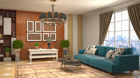 Interior of the living room. 3D illustration.の写真素材