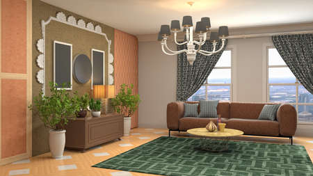 Interior of the living room. 3D illustration.の写真素材