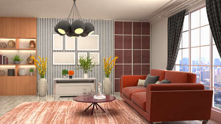 Interior of the living room. 3D illustration.の写真素材