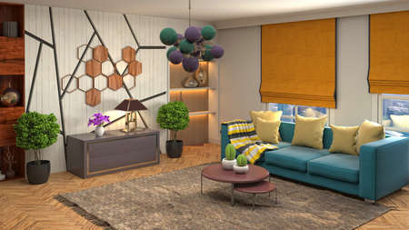 Interior of the living room. 3D illustration.の写真素材