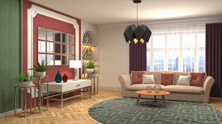 Interior of the living room. 3D illustration.の写真素材