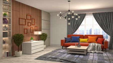 Interior of the living room. 3D illustration.の写真素材