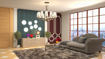 Interior of the living room. 3D illustration.の写真素材