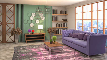 Interior of the living room. 3D illustration.の写真素材