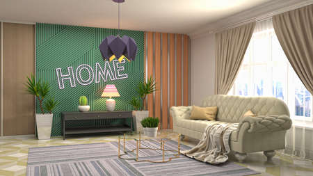 Interior of the living room. 3D illustration.の写真素材