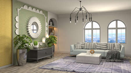 Interior of the living room. 3D illustration.の写真素材
