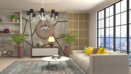 Interior of the living room. 3D illustration.の写真素材