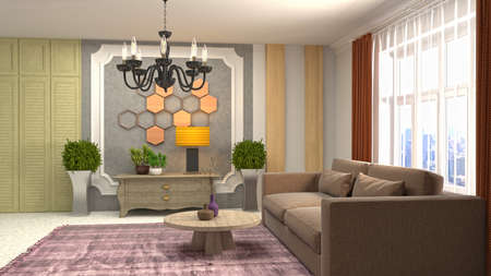 Interior of the living room. 3D illustration.の写真素材