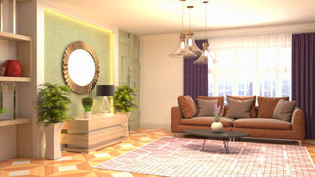 Interior of the living room. 3D illustration.の写真素材