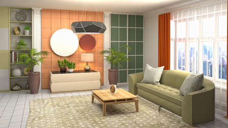 Interior of the living room. 3D illustration.の写真素材