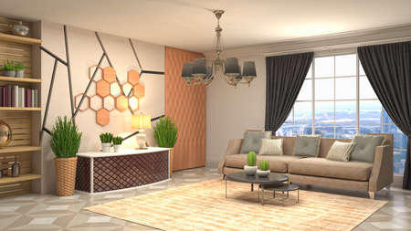 Interior of the living room. 3D illustration.の写真素材