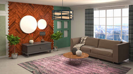 Interior of the living room. 3D illustration.の写真素材