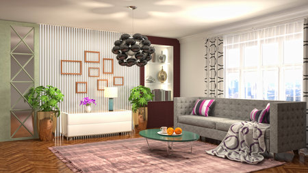 Interior of the living room. 3D illustration.の写真素材