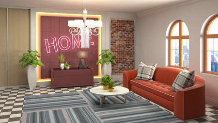 Interior of the living room. 3D illustration.の写真素材