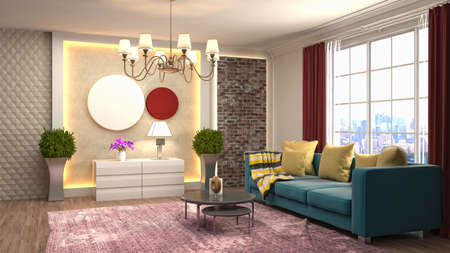 Interior of the living room. 3D illustration.の写真素材
