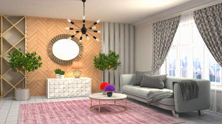 Interior of the living room. 3D illustration.の写真素材