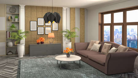 Interior of the living room. 3D illustration.の写真素材
