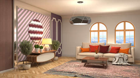 Interior of the living room. 3D illustration.の写真素材