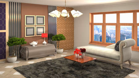 Interior of the living room. 3D illustration.の写真素材