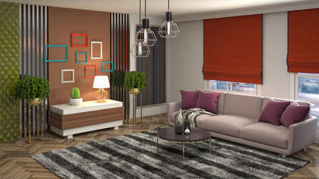 Interior of the living room. 3D illustration.の写真素材