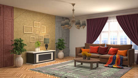 Interior of the living room. 3D illustration.の写真素材