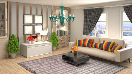 Interior of the living room. 3D illustration.の写真素材