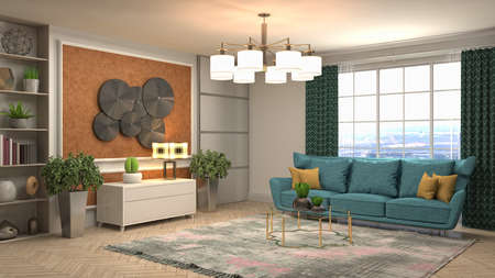 Interior of the living room. 3D illustration.の写真素材