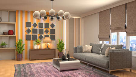 Interior of the living room. 3D illustration.の写真素材