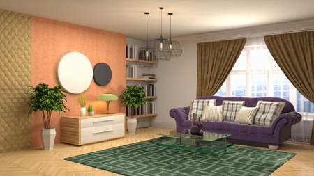 Interior of the living room. 3D illustration.の写真素材