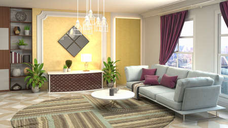 Interior of the living room. 3D illustration.の写真素材